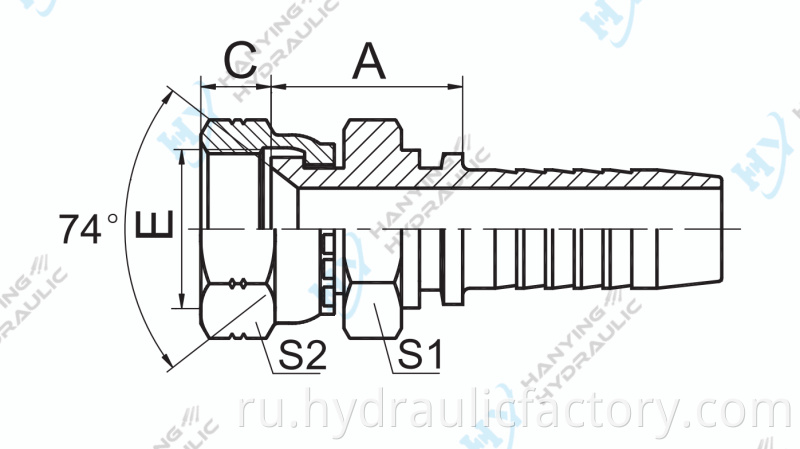 Jic Female 74 Cone Seat Double Hexagon 26711d Drawing